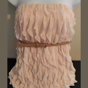 Strapless tan ruffle top womens size M